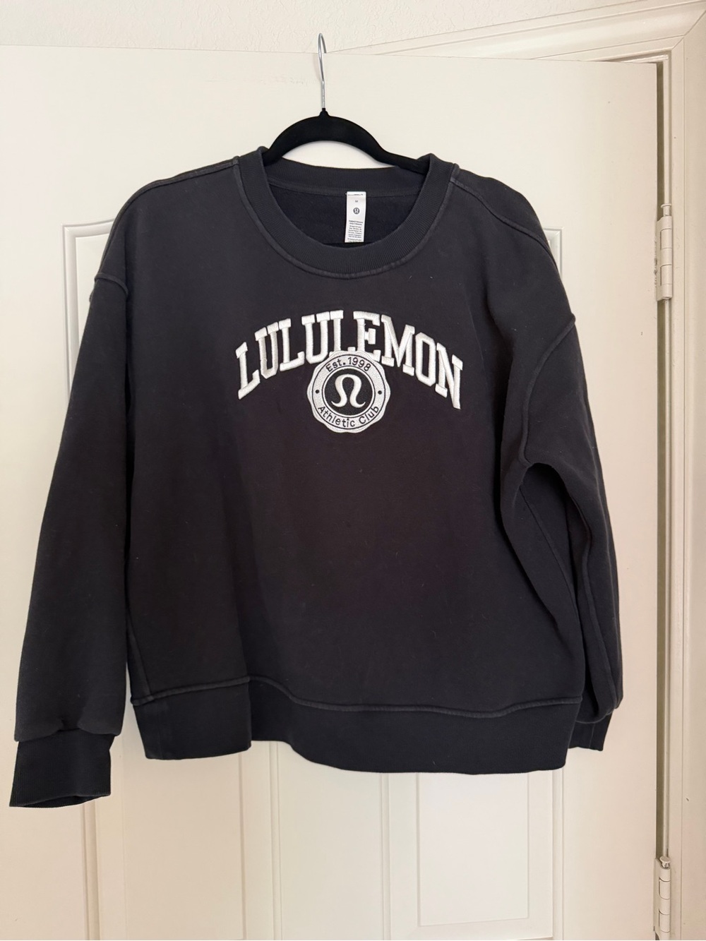lululemon athletica Black Crewneck Sweatshirt with White Logo